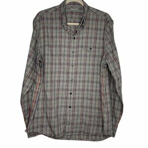 NWT‎ Michael Bastian Flannel Shirt Mens Size Large Pink/Grey Plaid LS Button Up